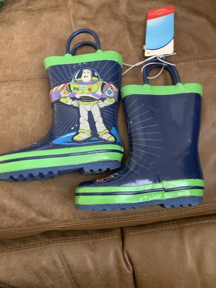 Toddler Disney Toy Story Rain Boots Blue Green Buzz Lightyear Boy Girl 5 Toddler - Image 3 of 4