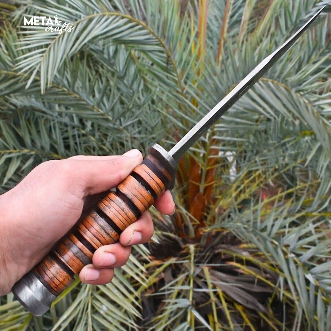 12.5" Fixed Blade Damascus Steel Vintage KaBar Bowie Hunting Knife Ka