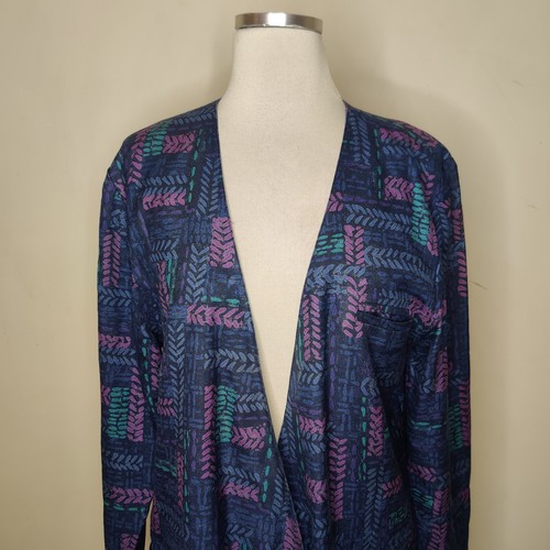 St Gillian Kay Unger Vintage Silk Jacket Size 12 Women's Purple Blue Geometric - Picture 2 of 9