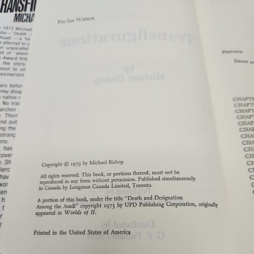 Transfigurations by Michael Bishop Hardcover 1979 Book Club Edition dust jacket - Foto 6 di 8