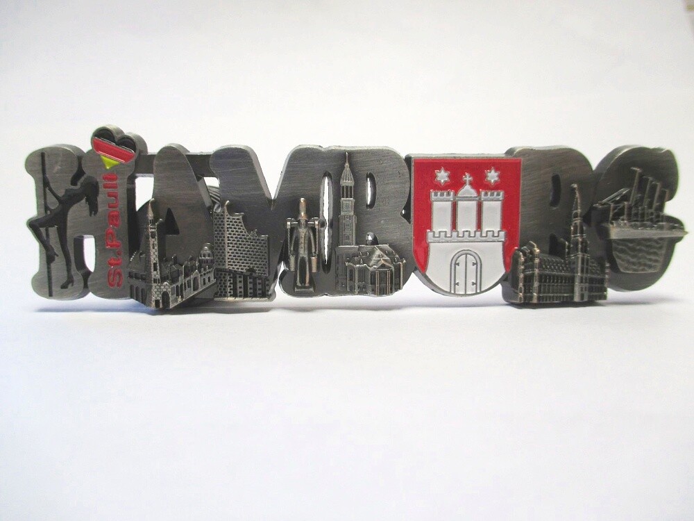 Hamburg metal magnet font Elbphilharmonie Michel Reeperbahn St. Pauli