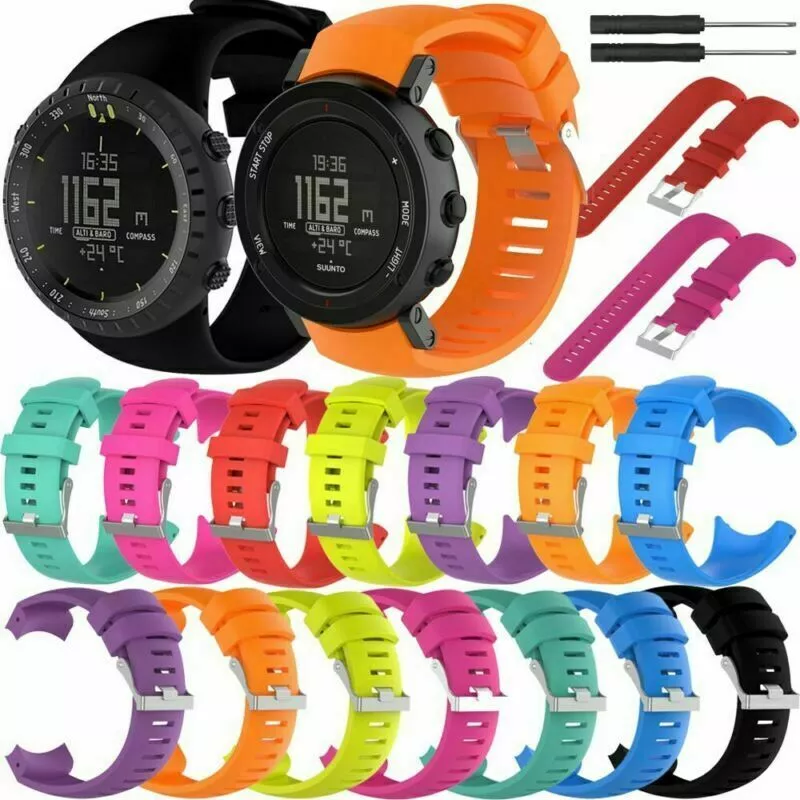 For Suunto Core All Black Smart Watch Soft Silicone Replacement Strap Wrist Band