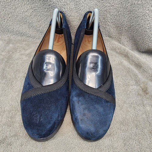 Clarks Zapatos Mujer 9.5 Azul Gamuza Daelyn Artesanal Cómodos Pisos - Imagen 3 de 11