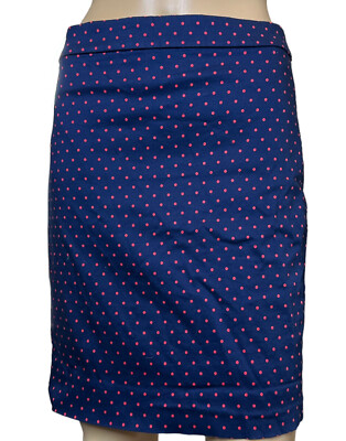 Women Pencil Mini Skirt Size Blue Red Cotton Polka Dots High Rise  Lined
