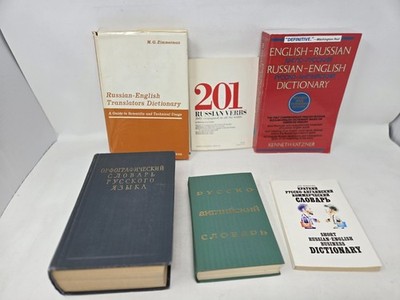 6 book lot LEARNING RUSSIAN LANGUAGE Grammar Dictionary Teaching Study Verbs