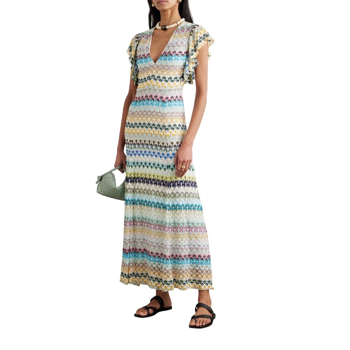 chinese dress ladies Missoni // Blue Metallic Knit Maxi Dress – VSP Consignment main image 1