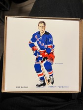 1962 Jean Ratelle Rangers NHL Tile Trivet H.M. Cowan HOF in Box Vintage