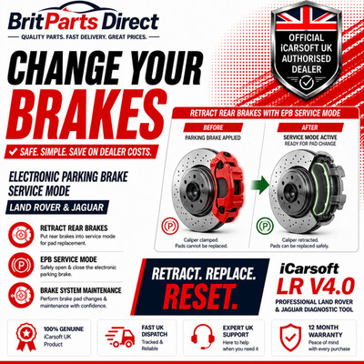iCarsoft LR V4.0 Land Rover Jaguar EPB Service Mode Rear Brake Pad Replacement