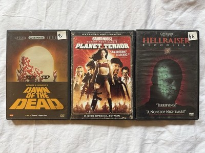 3 Classic Horror Terror Movie DVDs Dawn of the Dead, Planet Terror, Hellraiser