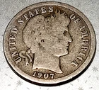 🦋 1907 Barber Dime 10¢ - FREE SHIP