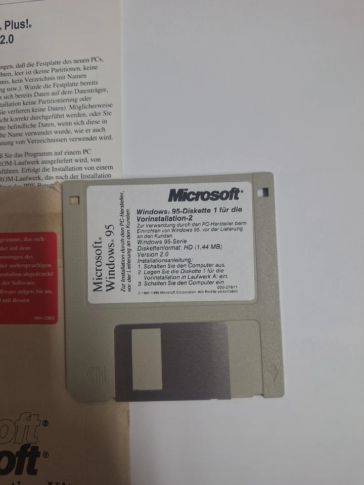 simbolių, vokiškai):Microsoft Windows 95 PPK 2.0 Kitmit Diskette&Anleitung1996 - Bild 2 von 4