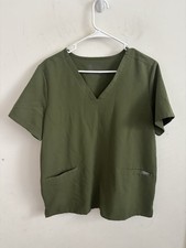 FIGS Women's Casma Three-Pocket Scrub Top Olive Green Large Nurse Doctor