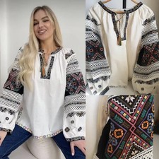 Gorgeous Boho Ukrainian Vyshyvanka Embroidered Ethnic Blouse S-2XL