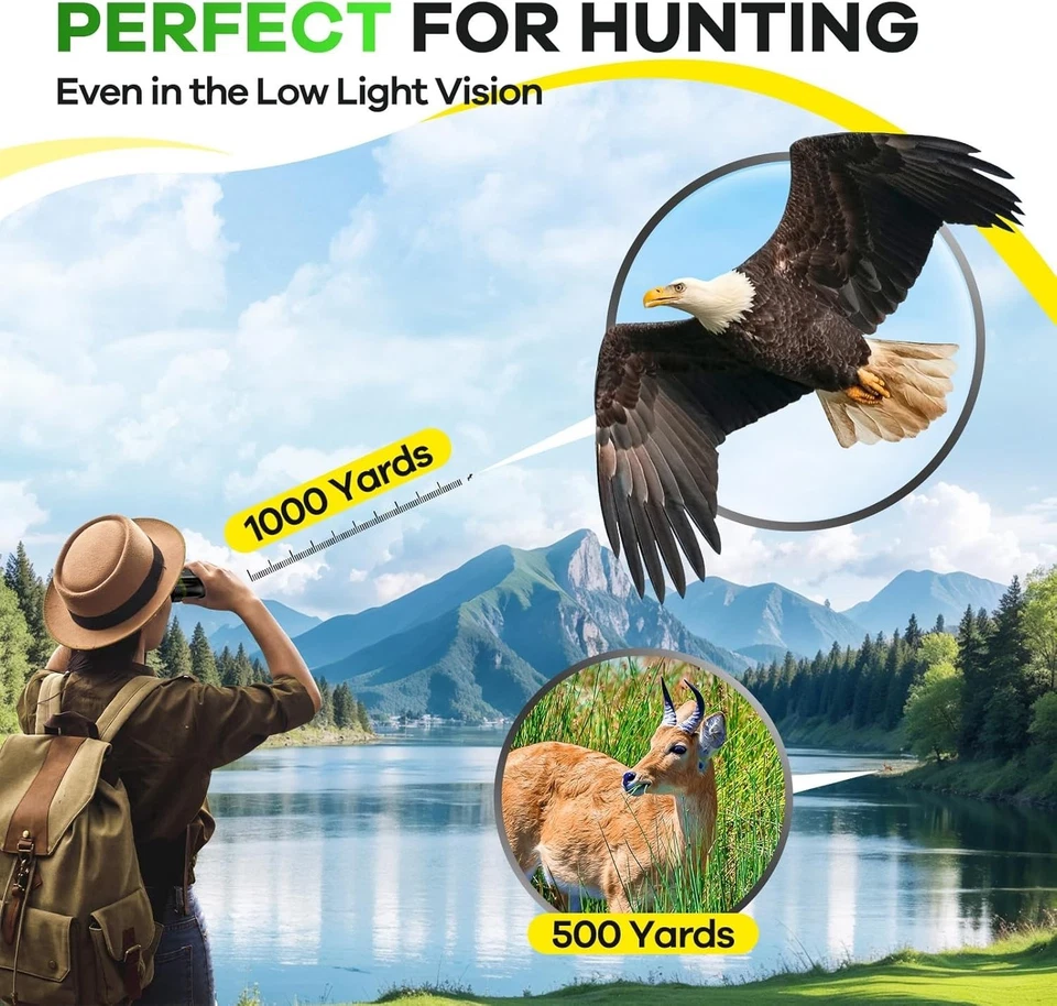 Compact Binoculars for Adults Kids Green Waterproof BAK4 Prism Low Light Vision - Image 2 of 4