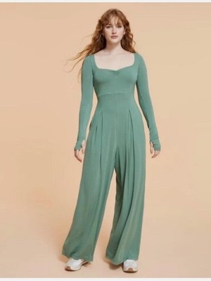 Blogilates Pop Flex Sold Out Jumpsuit Hedge Green Size 1X NEW no tags