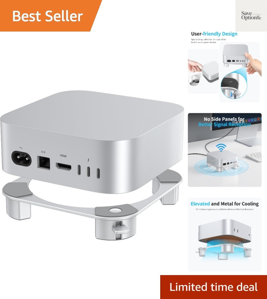 Aluminum Stand for Mac mini M4 and M4 Pro, Cooling Desktop Holder