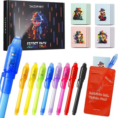 Geheimstift und Notizbuch-Set 8-teilig   Detektiv-Thema für Kinder