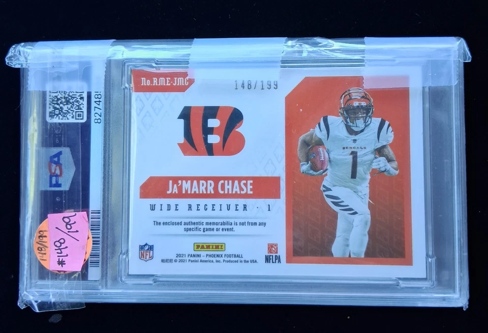 Ja'mar Chase 2021 Phoenix Rookie Memorabilia  (#148/#199) PSA 9 - Image 4 of 4