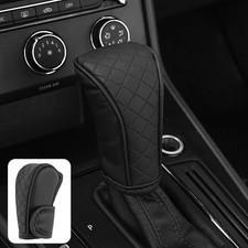 Leather Car Gear Shift Knob Cover, Exquisite Embroidery Design, Durable Black