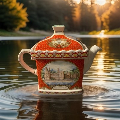Vintage James Sadler England Castles Caernarfon Castle Wales Cube Teapot