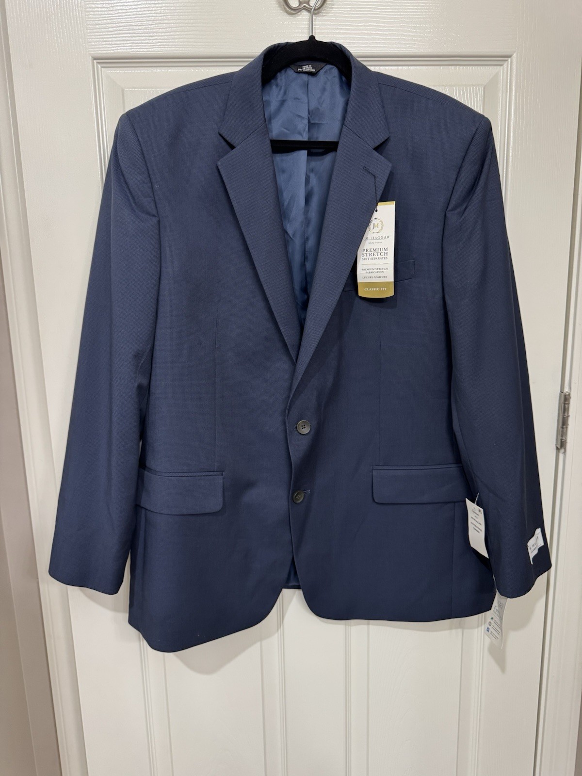 NWT J.M Haggar Classic Fit Premium Stretch Navy Blue Blazer 