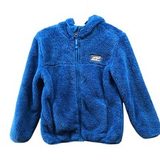 Eddie Bauer Kids Size S 7-8 Sherpa Zip Hoodie Blue Fleece Jacket Fuzzy