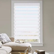 Keego Cordless Zebra Dual Layer Roller Window Blinds Shades” Grey “