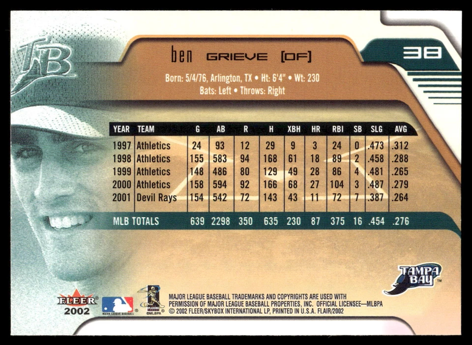 2002 Flair #38 Ben Grieve - Image 2 of 2