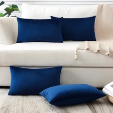 Set of 4 Decorative Throw Pillow Covers Soft Velvet Solid Lumbar Pillow Cases Lu