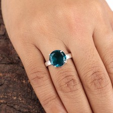 Blue Apatite Gemstone 925 Sterling Silver Jewelry Handmade Ring Gift For Women