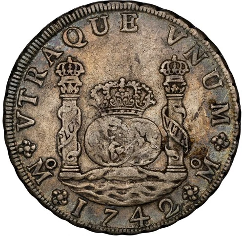 1742 Mexico 8 Reales Pillar Dollar NGC XF Extremely Fine Mo MF Silver Coin