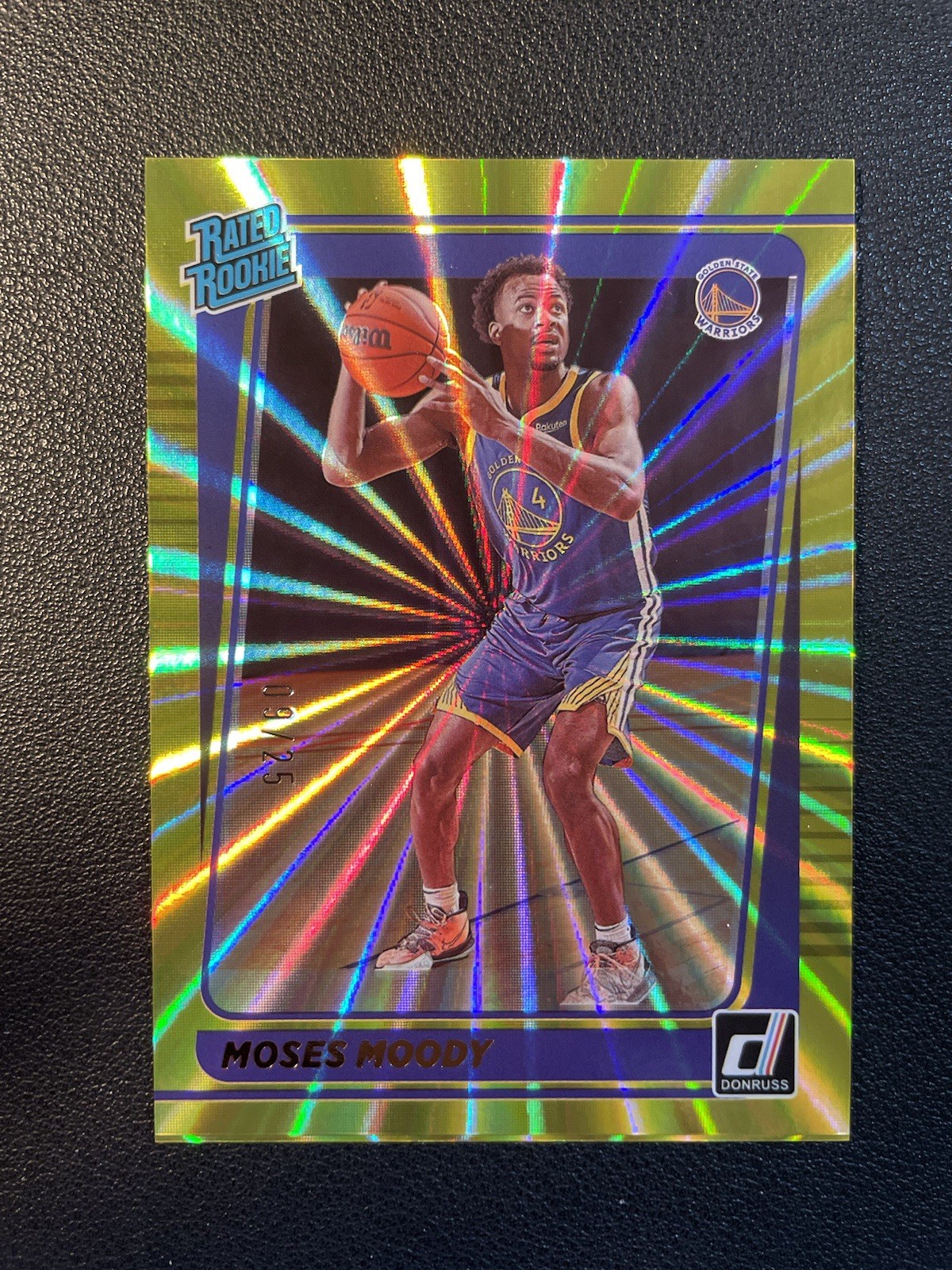 2021-22 Panini Donruss Rated Rookie Moses Moody Yellow Laser /25 Warriors #234