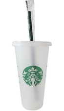 Starbucks 24oz / 710ml Reusable Frosted Cold Cup Tumbler - W/ Lid & Straw