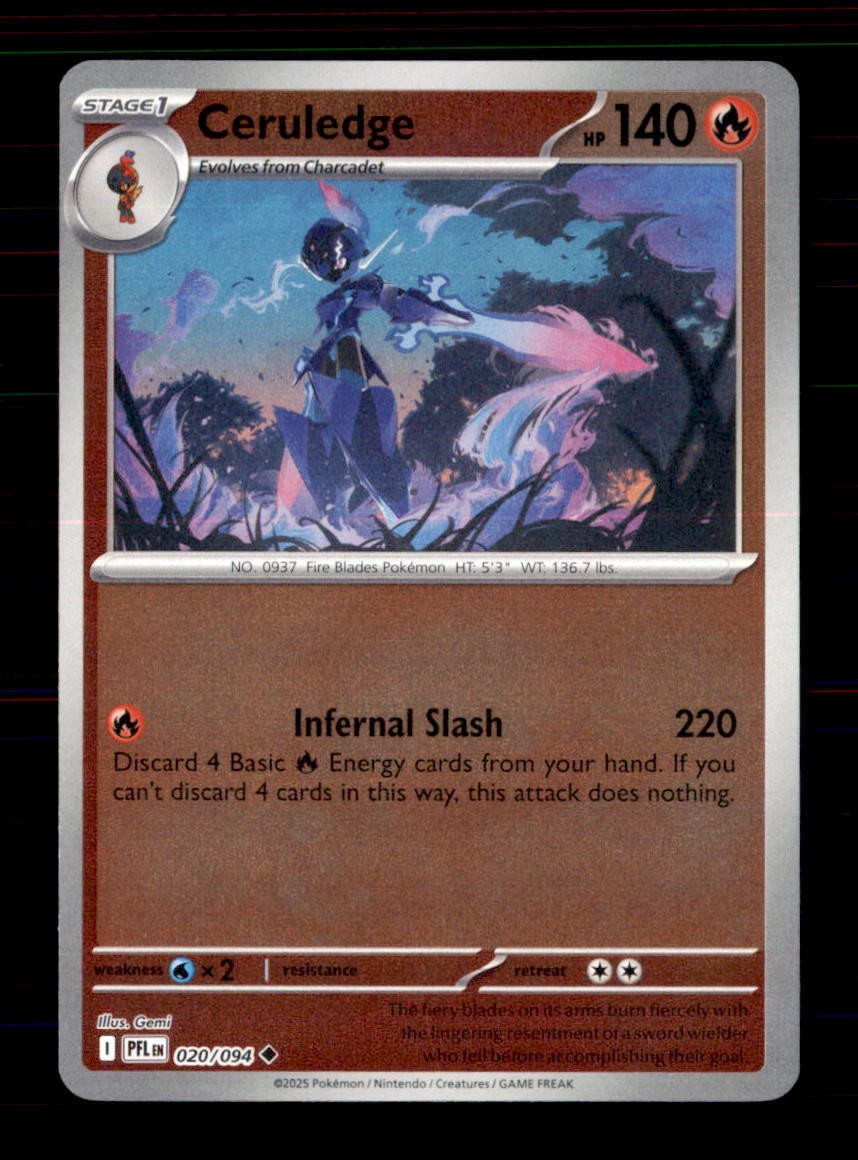 Ceruledge 020/094 Uncommon Phantasmal Flames Pokemon Reverse Holo Near Mint