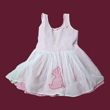 Vintage Pink Gingham Kitty Dress Sheer Overlay Toddler 2-3T Party Cottagecore