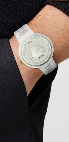 Orologio Svizzero Versace Medusa Pop Quarzo Quadrante Bianco Silicone Unisex VE6G 39MM Nuovo con etichette