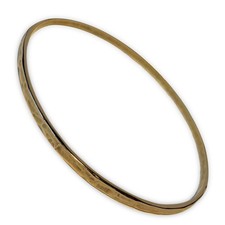 Hammered Vermeil (Gold over Sterling Silver) 3mm Bangle by Veronese, 7.8" & 8.6g