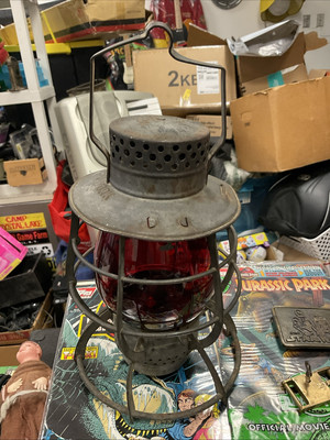 Dietz No. 39 New York City NY Steel Clad Railroad Lantern w/ Red Globe Light RR
