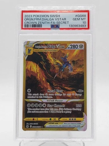 ORIGIN FORME DIALGA VSTAR 2023 CROWN ZENITH #GG68 SECRET RARE FA PSA 10 Q3963
