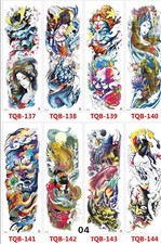 3 sheets Temporary Tattoos Body Arm Sticker, Half Sleeve, Waterproof, 6packs US
