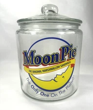 Moon Pie Advertising General Store Counter Snack  Jar with Glass Lid