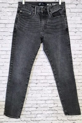 Gap Flex Denim Slim Taper All Temp Jeans Mens 30x30 Black Whiskered Normcore