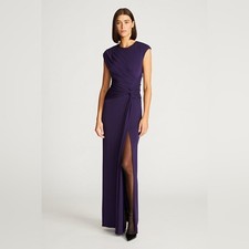 HALSTON Giovanna Gown in Matte Jersey Aubergine Women's Sz 2
