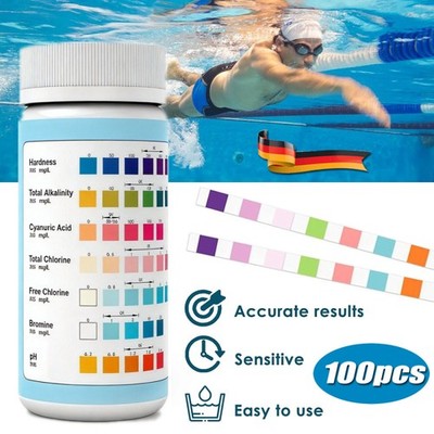 100x 7in1 Aquarium Teststreifen Schnelltest Teich Fische Wasserwerte pH Brom