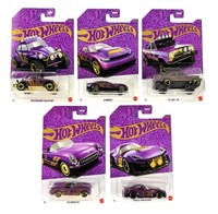 Hot Wheels Purple And Gold Set Of 5Pcs Die Cast Models New HDH54