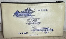 North Side Bank White/Cream Zipper Money Bag (Omaha Nebraska NE)