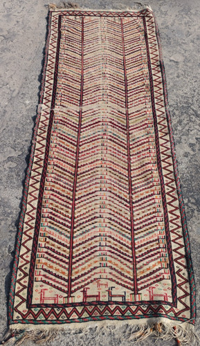 Vintage Traditional Oriental Afghani Multicolor Wool Kilim Rug Carpet 186x70 cm