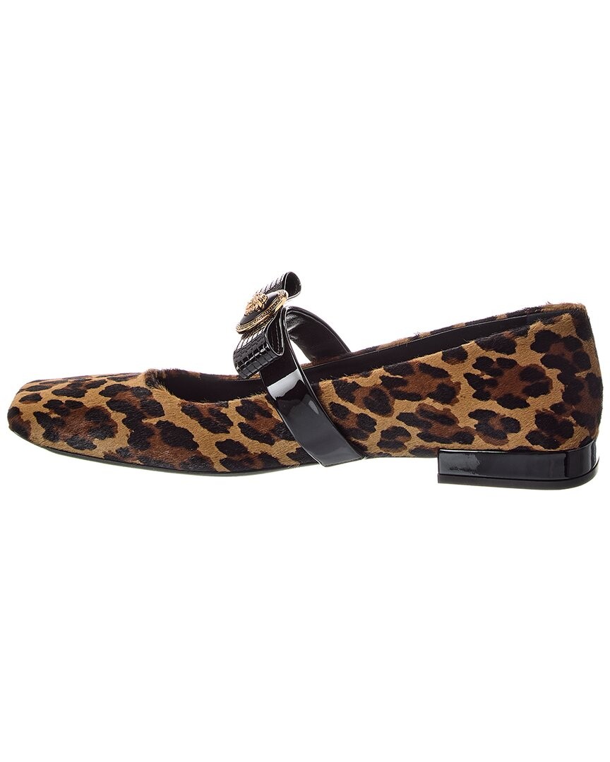 Versace Ribbon Haircalf & Patent Ballerina Flat Women's Brown 38.5 thumbnail 2