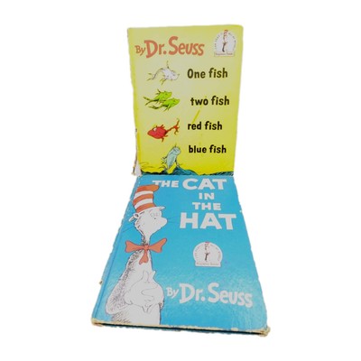 Set 2 Dr. Seuss HC One Fish Two Fish Book Club & Ed. The cat in the hat Edu Ed. 