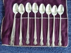 Rogers & Bro Daybreak Elegant Lady 8 pcs Silver-Plated Ice Tea Spoons 1952